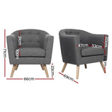 Artiss Armchair Tub Chair Grey Adora - Front View