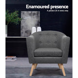 Artiss Armchair Tub Chair Grey Adora - Side View