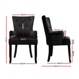 Artiss Dining Chair Velvet French Provincial Armchair Black - Front View