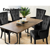 Artiss Dining Chair Velvet French Provincial Armchair Black - Top-Down View