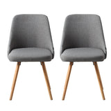 Artiss Dining Chairs Set of 2 Fabric Wooden Grey - Side View