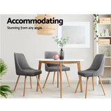Artiss Dining Chairs Set of 2 Fabric Wooden Grey - Top-Down View