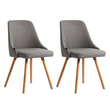 Artiss Dining Chairs Set of 2 Fabric Wooden Grey - Close-Up Angle