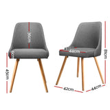 Artiss Dining Chairs Set of 4 Fabric Wooden Grey - Front View