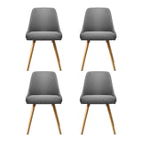 Artiss Dining Chairs Set of 4 Fabric Wooden Grey - Side View