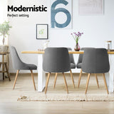 Artiss Dining Chairs Set of 4 Fabric Wooden Grey - Top-Down View