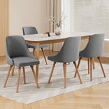 Artiss Dining Chairs Set of 4 Fabric Wooden Grey - Close-Up Angle