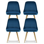 Artiss Dining Chairs Set of 4 Velvet Channel Tufted Blue
