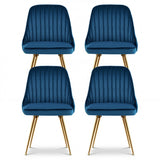 Artiss Dining Chairs Set of 4 Velvet Channel Tufted Blue - Side View