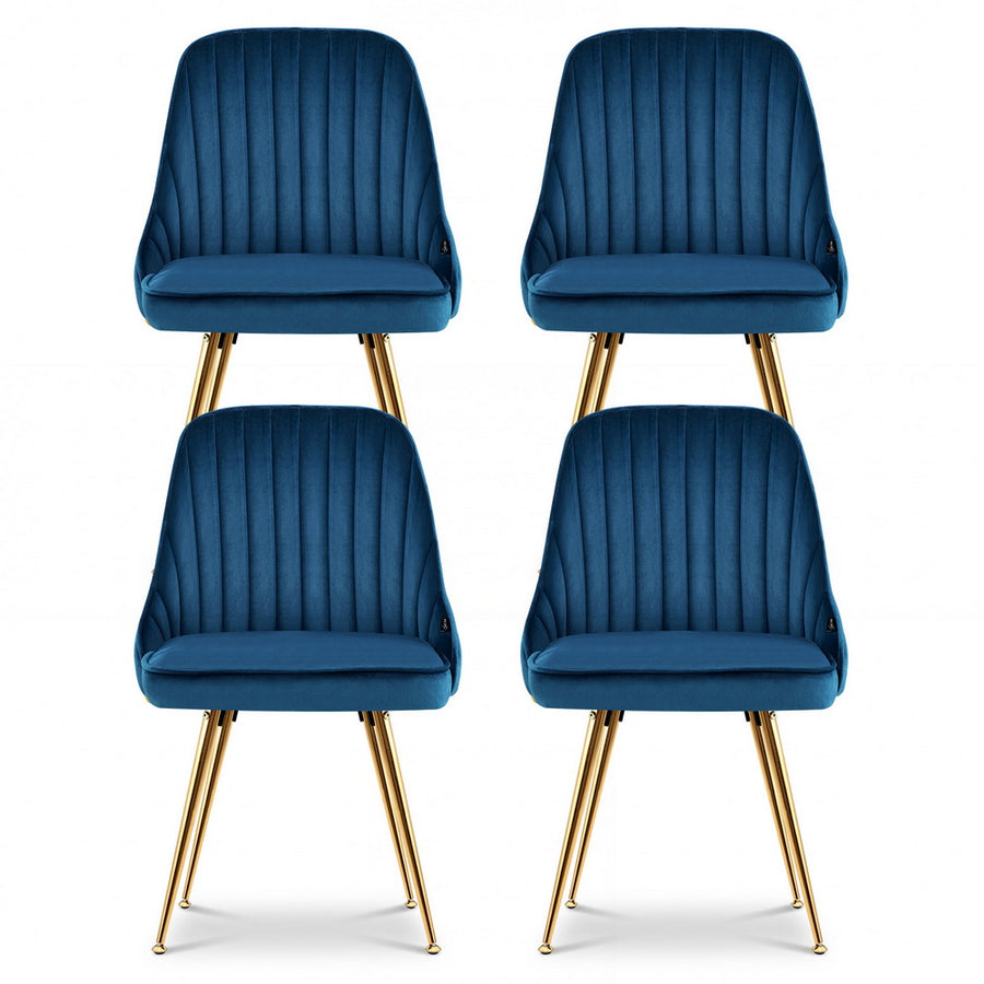 Artiss Dining Chairs Set of 4 Velvet Channel Tufted Blue