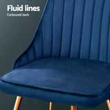 Artiss Dining Chairs Set of 4 Velvet Channel Tufted Blue - 45-Degree Angle