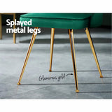 Artiss Dining Chairs Set of 2 Velvet Channel Tufted Green - Rear View