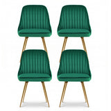 Artiss Dining Chairs Set of 4 Velvet Channel Tufted Green - Side View