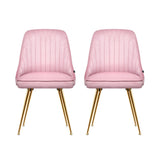 Artiss Dining Chairs Set of 2 Velvet Channel Tufted Pink