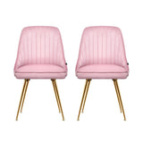 Artiss Dining Chairs Set of 2 Velvet Channel Tufted Pink - Side View
