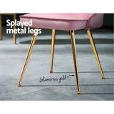 Artiss Dining Chairs Set of 2 Velvet Channel Tufted Pink - Rear View