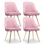 Artiss Dining Chairs Set of 4 Velvet Channel Tufted Pink