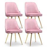 Artiss Dining Chairs Set of 4 Velvet Channel Tufted Pink