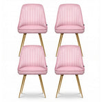 Artiss Dining Chairs Set of 4 Velvet Channel Tufted Pink