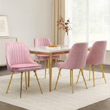 Artiss Dining Chairs Set of 4 Velvet Channel Tufted Pink - Close-Up Angle