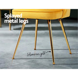 Artiss Dining Chairs Set of 2 Velvet Channel Tufted Yellow - Rear View