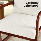 Artiss Rocking Armchair Nursing Chair Corduroy Beige - 45-Degree Angle
