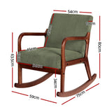 Artiss Rocking Armchair Nursing Chair Corduroy Green - Front View