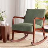 Artiss Rocking Armchair Nursing Chair Corduroy Green - Close-Up Angle