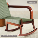 Artiss Rocking Armchair Nursing Chair Corduroy Green - Rear View