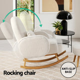 Artiss Armchair Rocking Chair Ottoman Lounge Footrest Round Nursing Boucle White - Top-Down View