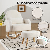 Artiss Armchair Rocking Chair Ottoman Lounge Footrest Round Nursing Boucle White