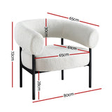 Artiss Armchair Accent Chair Curved Boucle White - Front View