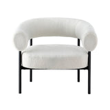 Artiss Armchair Accent Chair Curved Boucle White - Side View