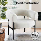 Artiss Armchair Accent Chair Curved Boucle White - Top-Down View