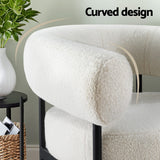 Artiss Armchair Accent Chair Curved Boucle White - 45-Degree Angle