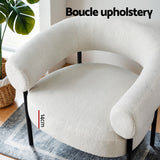 Artiss Armchair Accent Chair Curved Boucle White - Rear View