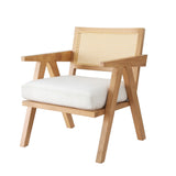 Artiss Armchair Accent Chair Lounge Rattan Velvet Pine - Close-Up Angle