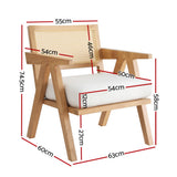 Artiss Armchair Accent Chair Lounge Rattan Velvet Pine - Front View