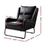 Artiss Armchair Accent Chair PU Leather Wingback Black - Front View