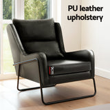 Artiss Armchair Accent Chair PU Leather Wingback Black - Top-Down View