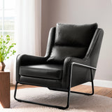 Artiss Armchair Accent Chair PU Leather Wingback Black - Close-Up Angle