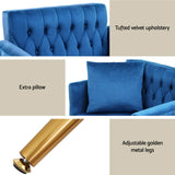 Artiss Armchair Ottoman Accent Chair Pillow Velvet Blue - Rear View