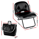 Artiss Foldable Chair 2-In-1 Armchair Lounge Chair Portable Black - Close-Up Angle