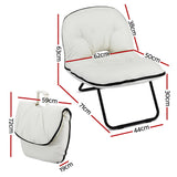 Artiss Foldable Chair 2-In-1 Armchair Lounge Chair Portable White - Side View