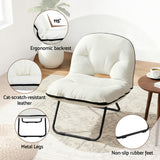 Artiss Foldable Chair 2-In-1 Armchair Lounge Chair Portable White - 45-Degree Angle