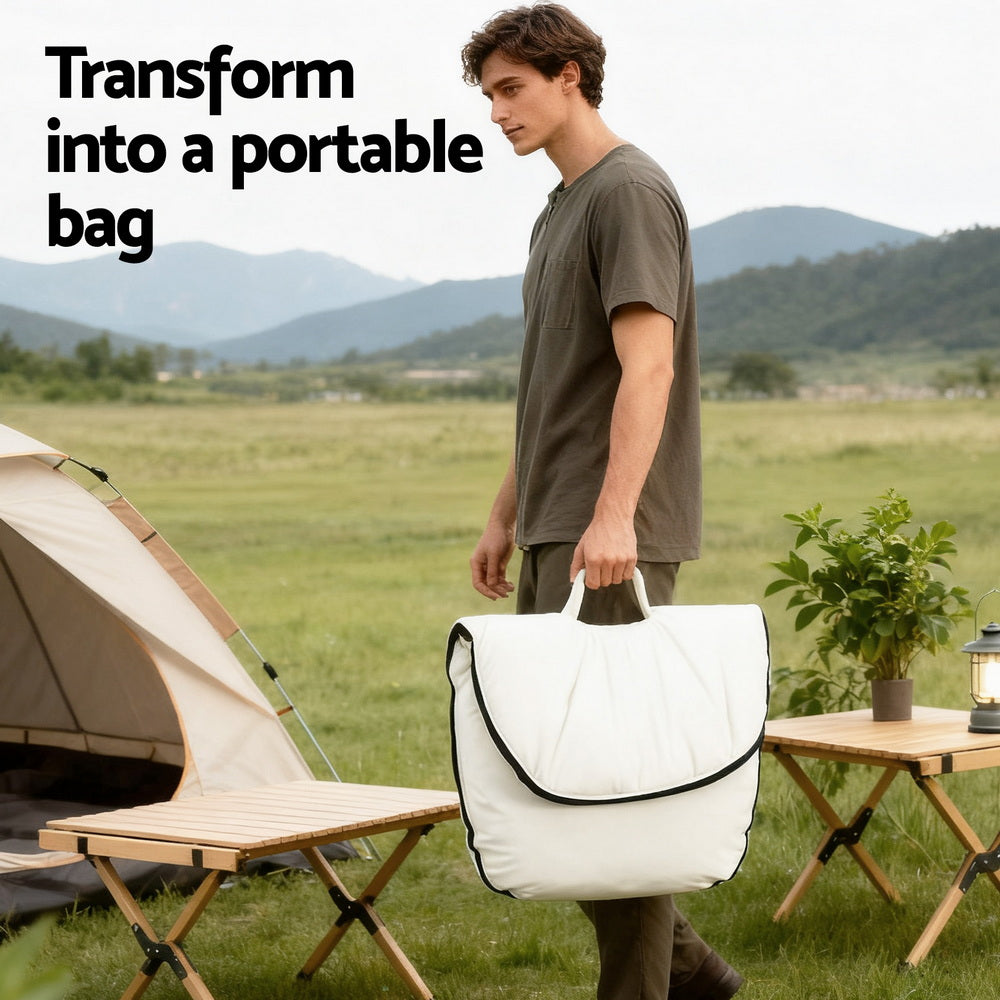 Artiss Foldable Chair 2-In-1 Armchair Lounge Chair Portable White