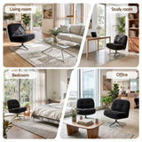 Artiss Swivel Chair Nursing Armchair Lounge Corduroy Steel Star Base Black - Low Angle
