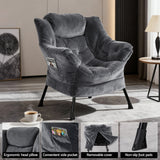Artiss Armchair Accent Chair Ottoman Lounge Footrest Velvet Grey - Top-Down View