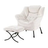 Artiss Armchair Accent Chair Ottoman Lounge Footrest Velvet White