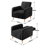 Artiss Reclining Armchair Velvet Sofa Bed Daybed Chair Single Chair Black